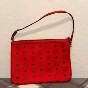 MCM Visetos Zip Pouch, Candy Red NEW